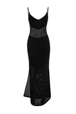 Siyah Orme Maxi V Yaka Plaj Elbisesi TBESS26EL00039