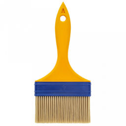 Кисть малярная "Эконом" 98мм, толщина 10мм, синтетическая щетина длина 45мм, пластмассовая ручка, цвет - желтый (общий р-р 21х9,8х1,4см) (Китай)