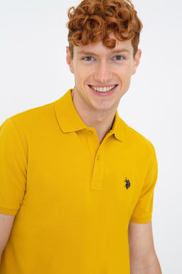 Мужская темно-желтая базовая футболка с воротником поло Неожиданная скидка в корзине - U.s. polo assn фото 2