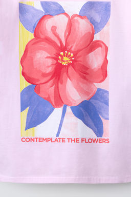 CAMISETA ESTAMPADO FLORES / Rosa - Zara фото 4