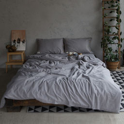 Постельное бельё Этель евро 200х220 см, 220х240 см, 50х70 см-2шт, цвет серый, 100% жатый хлопок, 140г  фото 2