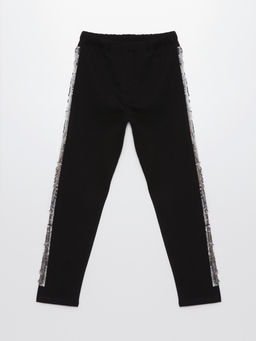 Beli Lastikli ?ift Y?nl? Payetli K?z ?ocuk Tayt