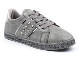 03-YG497-1 WHITE/GREY Кроссовки женские (натуральная кожа) - Фабричный китай фото 14