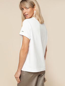 VILATTE / Футболка из премиального хлопка со стразами  фото 4