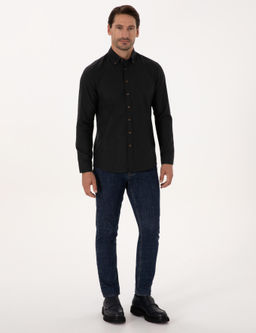 Siyah Slim Fit %100 Pamuk Yakas_ D__meli Flanel G_mlek - Cacharel фото 4