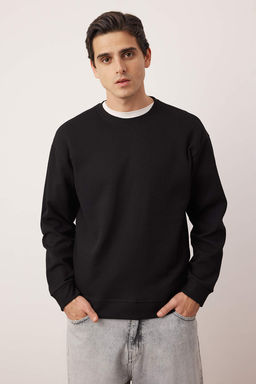 Siyah - Haki Yeni Oversize/Genis Kal?p 2li Paket Dokulu Waffle Sweatshirt TMNAW26SW00028 - Trendyolmilla фото 2