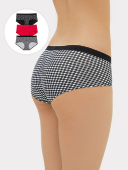 Трусы женские шорты мультипак (3 шт.) белые в черную клеточку черная клеточка на белом 412263-3