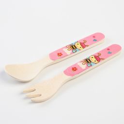 Набор бамбуковой посуды Бабочка, 5 предметов: тарелка, миска, стакан, вилка, ложка - Крошка я фото 7