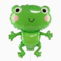 Цена за 5 шт. Воздушный шар фольгированный 14" «Лягушонок», фигура, для палочки