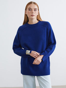 Bisiklet Yaka Oversize Kad?n Triko Tunik