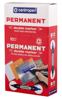 Centropen Маркер PERMANENT DOUBLE MARKER 1мм,1-4 мм перо круглое/скошенное 10 шт