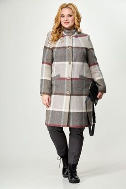 Пальто БелЭльСтиль 786 бежевая клетка