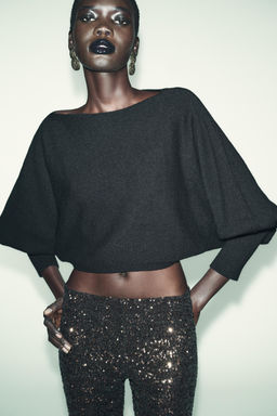 SHORT KNIT PUFF SLEEVE JUMPER - Zara фото 2