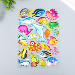 Наклейка пластик голография с металлическим отливом Подводный мир 9,5х27 см - Simaland фото 2