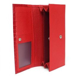 Портмоне женское Croco-ПР-972 натуральная кожа 2 отд, 8 карм, алый флотер/красный крокодил (128/203) 236515  фото 3