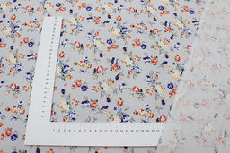 Штапель Премиум Винтажные букетики из роз на св.серо-фиолетовой дымке, 1.45м, вискоза-100% - Купава фото 2