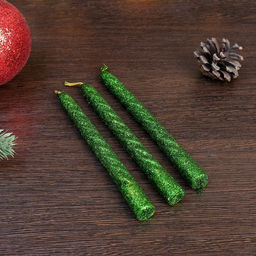 Цена за 2 шт. Набор свечей витых, 1.5?15 см, 3 шт., зелёный блистер