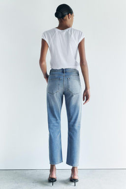 ZW COLLECTION RELAXED SLIM FIT MID-RISE JEANS - Zara фото 7