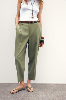 LINEN BELTED STRAIGHT-LEG TROUSERS - Zara фото 16