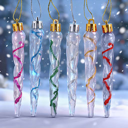 Новогоднее украшение "Сосульки" (6шт х 11см)