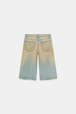 BERMUDA JORTS BAGGY DENIM TRF ROTOS / Azul lavado - Zara фото 2