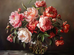 Вышивка крестиком 40х50см, Пионы