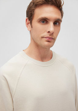 Bisiklet Yaka Bej Sweatshirt - Mavi фото 5