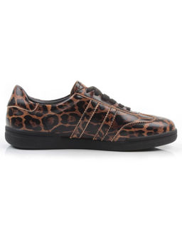 03-B6C-7PC BROWN/LEOPARD Кеды женские (натуральная кожа)