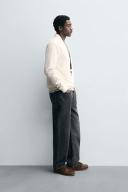 TEXTURED WEAVE POLO SHIRT WITH ZIP - Zara фото 4