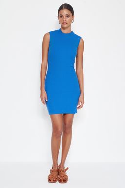 TRENDYOLMILLA Siyah Vucuda Oturan Bisiklet Yaka Mini Fitilli Esnek Orme Kalem Elbise TWOSS22EL2819  фото 27