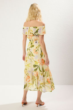 Cok Renkli Cicekli A Kesim Maxi Dokuma Elbise TWOSS25EL00042 - Trendyolmilla фото 5