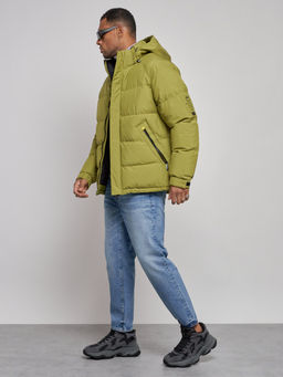 Куртка спортивная болоньевая мужская зимняя с капюшоном зеленого цвета 3111Z - Wonderrman фото 3