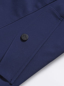 Парка женская софтшелл виндстоппер удлинённая с капюшоном темно-синего цвета 9618_1TS