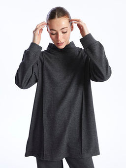 Dik Yaka D?z Uzun Kollu Kad?n Tunik