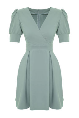 Mint Kruvaze Yaka Skater/Belden Ac?lan Mini Dokuma Elbise TWOSS20EL1639