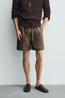 BERMUDA RELAXED FIT 100% LINO / Marr?n / Topo - Zara фото 11