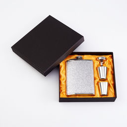 Подарочный набор 4 в 1, фляжка 240 мл, 2 стопки, воронка, нержавеющая сталь, серебристый