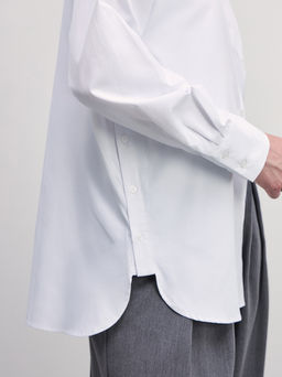 Рубашка из хлопка с пуговицами по бокам / Zarina фото 6