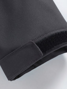 Парка женская софтшелл виндстоппер удлинённая с капюшоном черного цвета 9614_1Ch