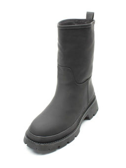 04-C186M BLACK Ботинки зимние женские (натуральная кожа (нубук) натуральный мех)