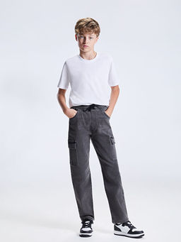 Loose Fit Erkek ?ocuk Kargo Jean Pantolon