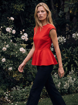 Bisiklet Yaka Peplum F?rf?rl? Bluz