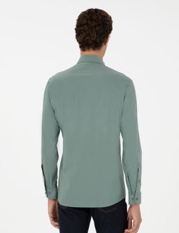 Мятная приталенная рубашка с длинным рукавом - Cacharel фото 5