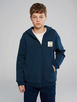 Kap??onlu Erkek ?ocuk Kal?n Fermuarl? Sweatshirt