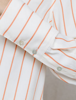 Блузка свободного силуэта в тонкую полоску из эластичного хлопка - Vilatte фото 4