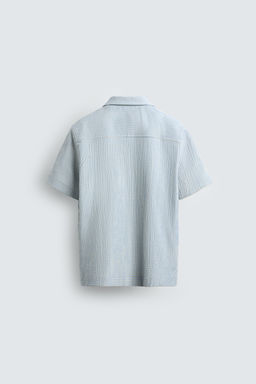 CAMISA REGULAR FIT ESTRUCTURA SEERSUCKER / Blanco / Celeste - Zara фото 7