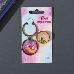 Набор: брелок для ключей и значок для одежды, рюкзак Душа цветёт, 6?11 см