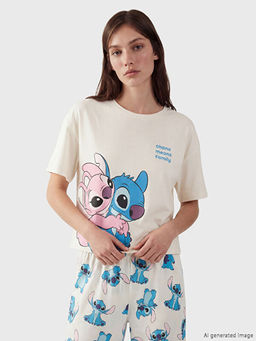 Lilo & Stitch Bask?l? Kad?n Pijama Tak?m