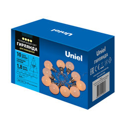 ULD-S1800-010/STB/3AA WARM WHITE IP20 BULBS Гирлянда светодиодная Лампочки, на батарейках 3AA (не в/к), 1,8м. 10 светодиодов. Теплый белый свет. Провод прозрачный. TM Uniel