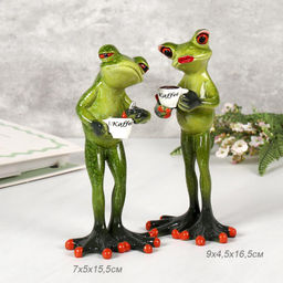 Фигурка Лягушка с чашкой Кофе 16 см / YX09002 /уп 2/36/